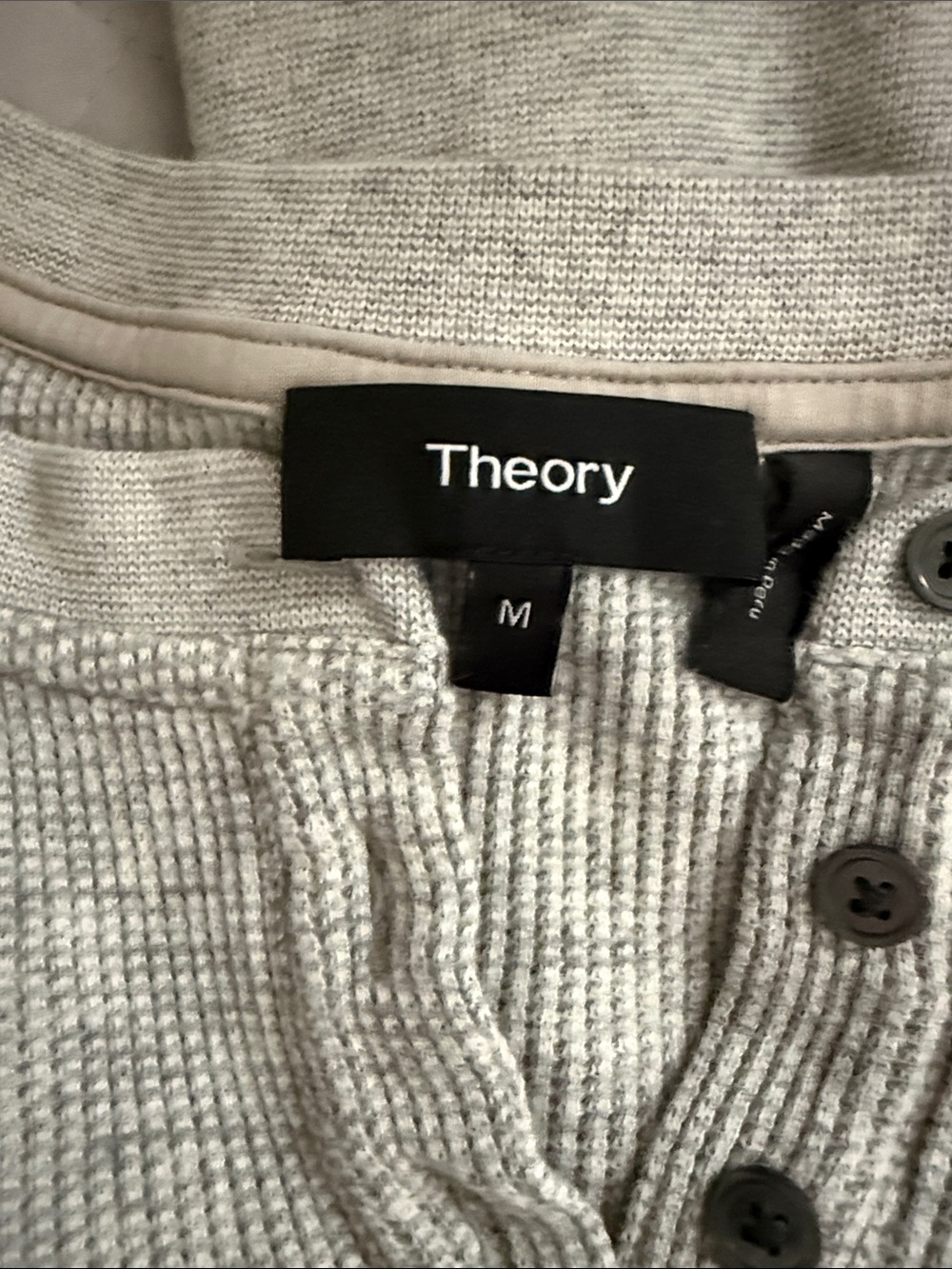 Theory Heather Gray Waffle-Knit Henley Sweater Set - Picture 2 of 3